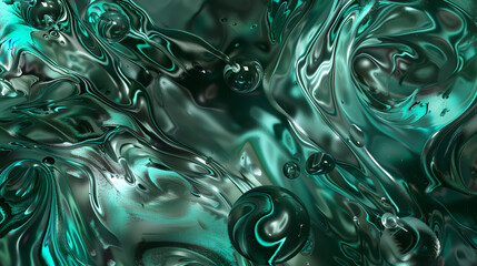 Abstract Teal Fluid Swirls Texture Background