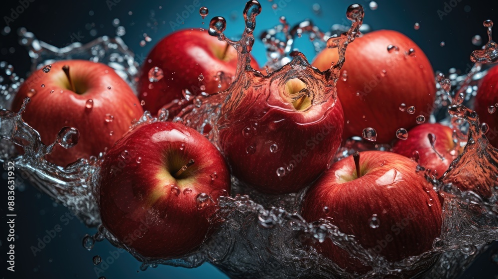 Wall mural apples in water HD 8K wallpaper Stock Photographic Image 