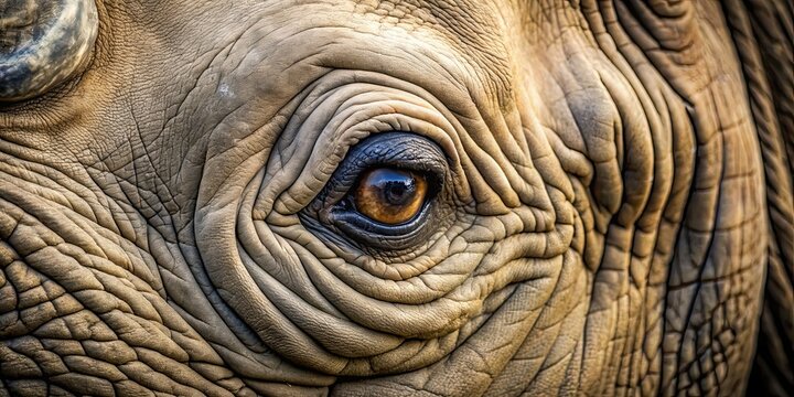Close-up macro shot of a rhinoceros eye, rhinoceros, eye, close-up, macro, detail, animal, wildlife, safari, horn, texture, skin