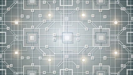 Modern minimalist geometric pattern featuring light white and gray squares and lines on seamless vector background for technology concept.