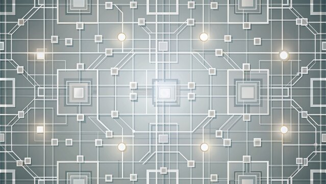 Modern minimalist geometric pattern featuring light white and gray squares and lines on seamless vector background for technology concept.
