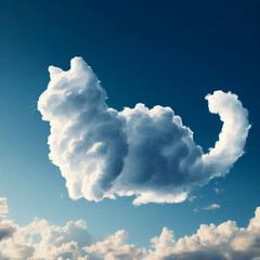 cat cloud, cat-shaped cloud, cloud, sky, animal, feline, pet, cute, whimsical, dreamy, fantasy, surreal, nature, weather, fluffy, white, blue, celestial, atmospheric, serene, peaceful, calm, abstract,