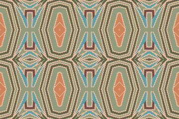 Ikat ethnic Indian seamless pattern. Design for background, wallpaper, vector illustration, fabric. Ikat ethnic seamless pattern design. Aztec fabric carpet.
