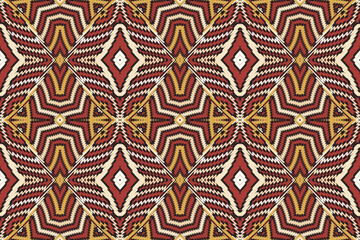 Ikat ethnic Indian seamless pattern. Design for background, wallpaper, vector illustration, fabric. Ikat ethnic seamless pattern design. Aztec fabric carpet.