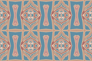 Ikat ethnic Indian seamless pattern. Design for background, wallpaper, vector illustration, fabric. Ikat ethnic seamless pattern design. Aztec fabric carpet.