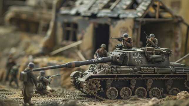 Military Preparation: Soldiers and Stug III Assault Gun in Fortified Position Bracing for Battle