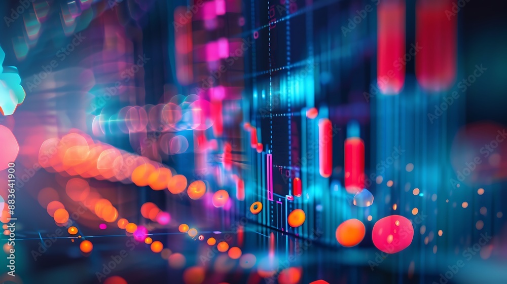 Poster Financial Data Analytics - Abstract Display of Charts and Graphs