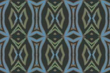 Ikat ethnic Indian seamless pattern. Design for background, wallpaper, vector illustration, fabric. Ikat ethnic seamless pattern design. Aztec fabric carpet.