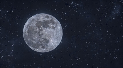 Full Moon in Starry Night Sky