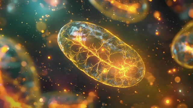 An infrared microscopy image of mitochondria capturing the heat signatures of these energyproducing organelles within the cell.