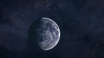 Fototapeta premium Detailed Moon Surface in Starry Night Sky