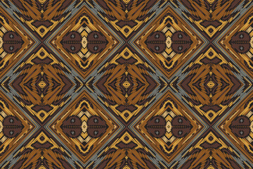 Ikat ethnic Indian seamless pattern. Design for background, wallpaper, vector illustration, fabric. Ikat ethnic seamless pattern design. Aztec fabric carpet.