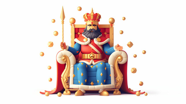 Commander in Chief 3D Flat Icon with Scepter and Throne | Military Leadership Symbol on Dreamy Background