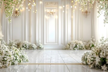 background wedding with wall floral generative AI