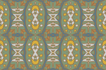 Seamless Ethnic Pattern Design. Ethnic Oriental Ikat Pattern Traditional Design. Ethnic Oriental Pattern Traditional Design for Background, Carpet, Clothing, Wrapping, Fabric, Embroidery