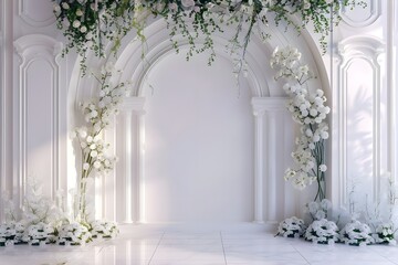 background wedding with wall floral generative AI
