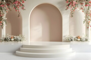 background wedding with wall floral generative AI