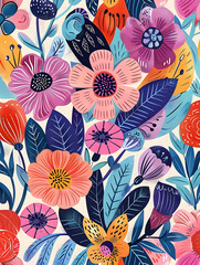 2D flower and leaf cards in various styles