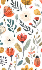 2D flower and leaf cards in various styles