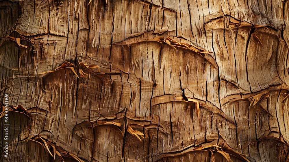 Poster palm tree bark tropical texture cracked wood texture background closeup palm bark texture and detail