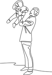 Father and daughter one line art illustration