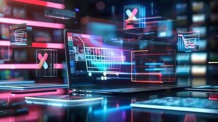 Digital marketing commerce online sale concept Promotion of products or services through digital channels search engine social media email website Digital Marketing Strategies and Goal : Generative AI