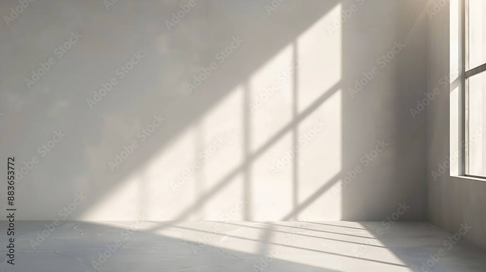 Fototapete minimalist empty studio corner with sunlight and shadows from window : generative ai