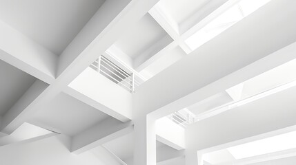 Fototapeta premium White minimal interior details abstract architectural photo background corners and girders : Generative AI