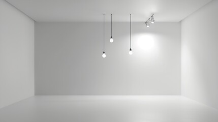 White Room with ceiling light from panel bulbs : Generative AI