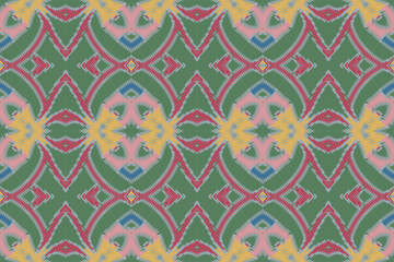 Obraz premium Seamless Ethnic Pattern Design. Ethnic Oriental Ikat Pattern Traditional Design. Ethnic Oriental Pattern Traditional Design for Background, Carpet, Clothing, Wrapping, Fabric, Embroidery