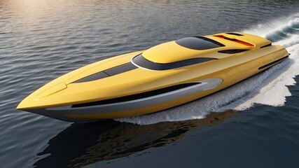 modern boat with the yellow marble texture color