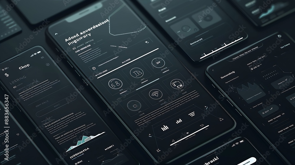 Poster UX UI design process for modish mobile application and website  Creative prototype of wireframe for professional app developer : Generative AI