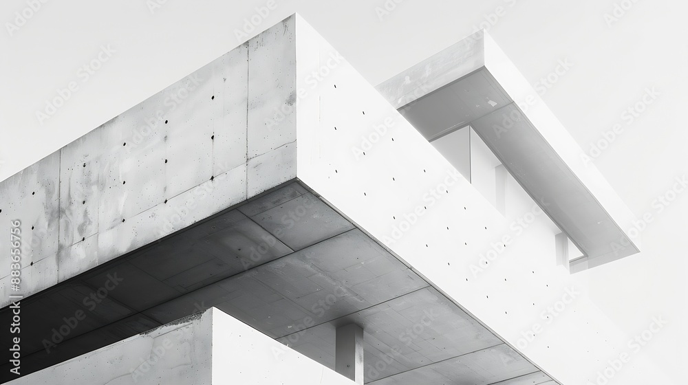 Aufkleber Geometric architecture detail modern concrete structure building abstract concrete architecture background building concrete balcony construction middle east Minimal architecture moder : Generative AI