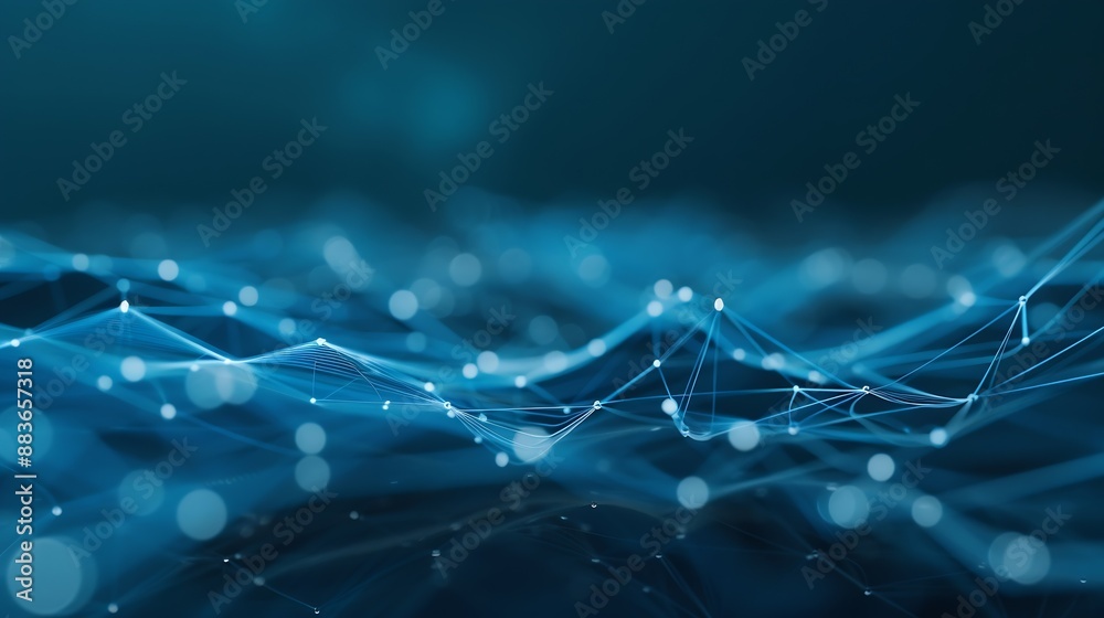 Poster Big data digital technology abstract background data science internet network connection technology concept Man using computer line and dot connection cloud computing innovation techno : Generative AI