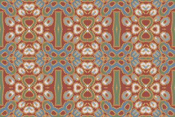 Ikat ethnic Indian seamless pattern. Design for background, wallpaper, vector illustration, fabric. Ikat ethnic seamless pattern design. Aztec fabric carpet.