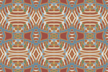 Seamless Ethnic Pattern Design. Ethnic Oriental Ikat Pattern Traditional Design. Ethnic Oriental Pattern Traditional Design for Background, Carpet, Clothing, Wrapping, Fabric, Embroidery