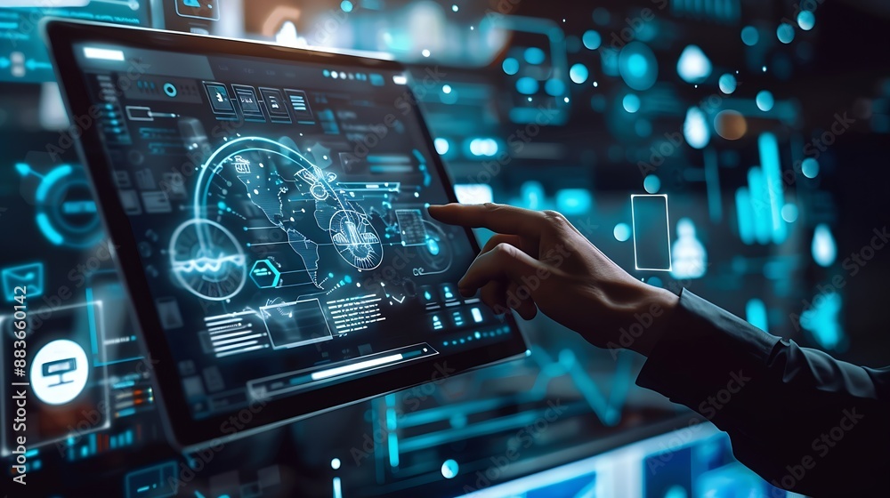 Aufkleber Martech marketing technology concept on virtual screen interface Network connection on online marketing system digital market commerce online sale Marketing automation and digital adve : Generative AI