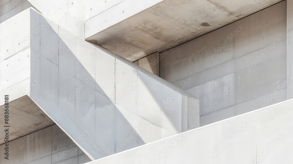 Aufkleber Geometric architecture detail modern concrete structure building abstract concrete architecture background building concrete balcony construction middle east Minimal architecture moder : Generative AI