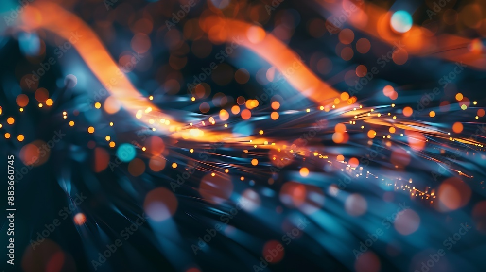 Aufkleber abstract background of fiber technology lights : generative ai