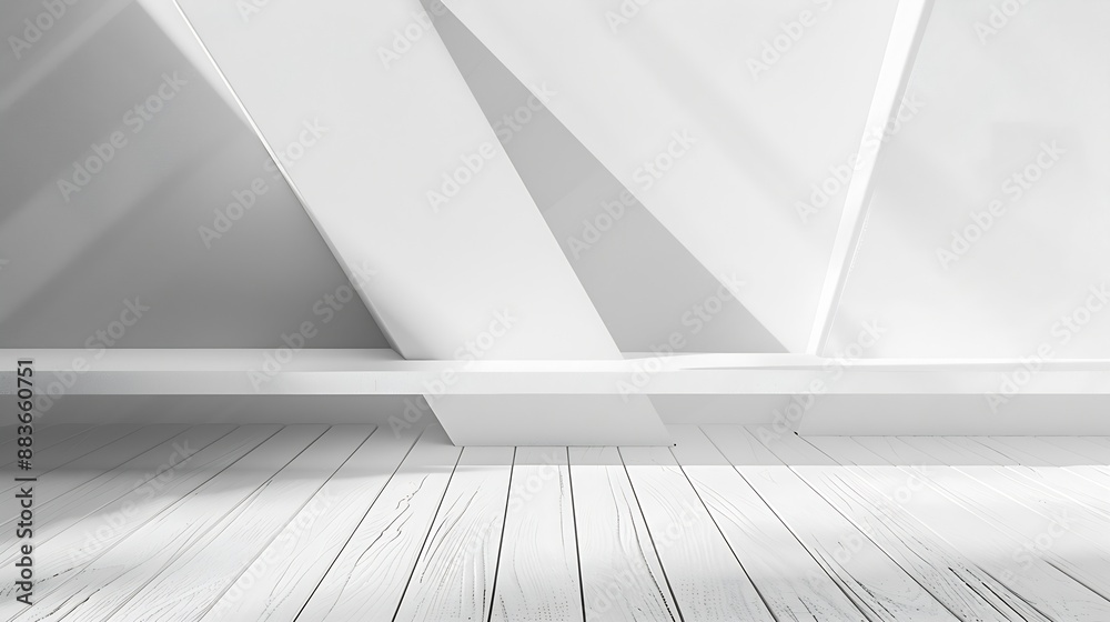 Poster white abstract geometric background as stage with crossed lines corners and polygon shapes as wall w