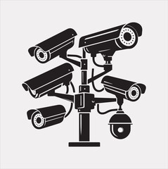cctv vector silhouette on white background