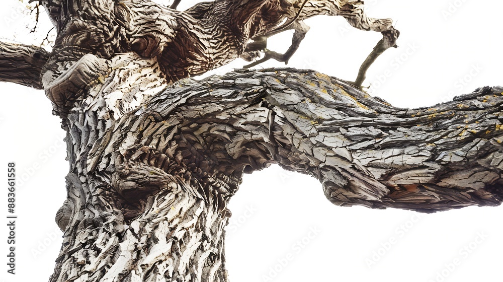 Aufkleber trunk of a tree isolated on white background : generative ai