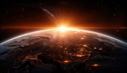 Fototapeta premium Space exploration journey captured through the lens of a spacecraft approaching a breathtaking, uncharted planet