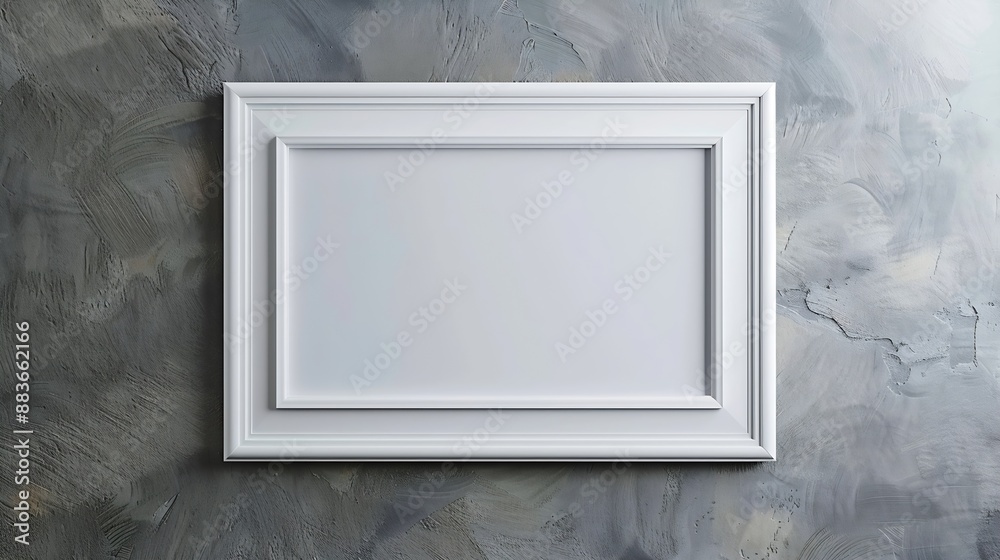 Aufkleber Empty rectangular picture frame on a gray wall : Generative AI