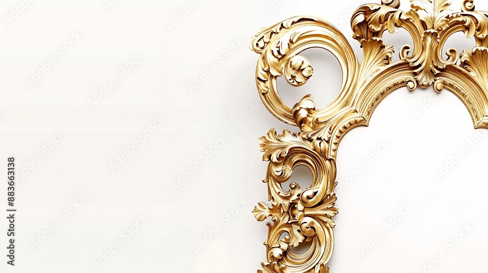 Poster gold frame for a picture in a classic baroque style on a white blank background : generative ai