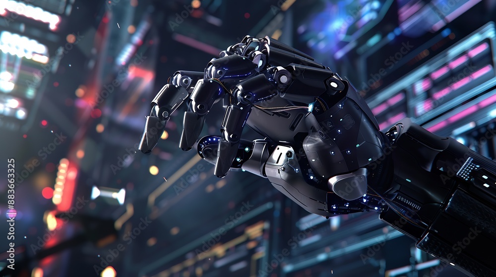 Fototapete Digital world metaverse smart technology AI artificial intelligence hands robot engineer digital technology world security system big data analytic future technology : Generative AI