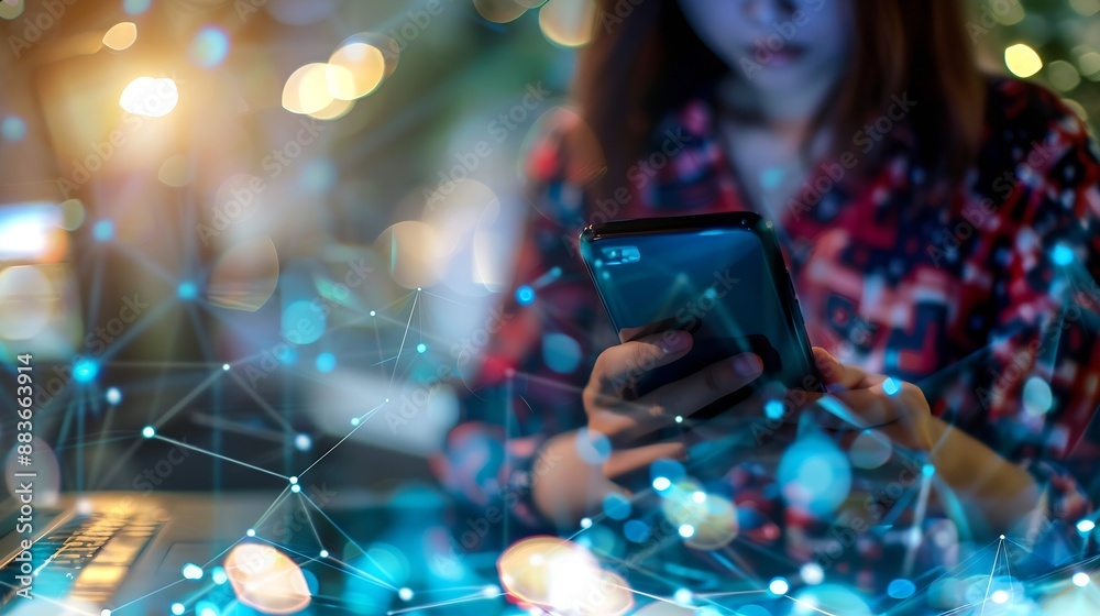 Leinwandbilder digital technology internet network connection big data digital marketing iot internet of things wom