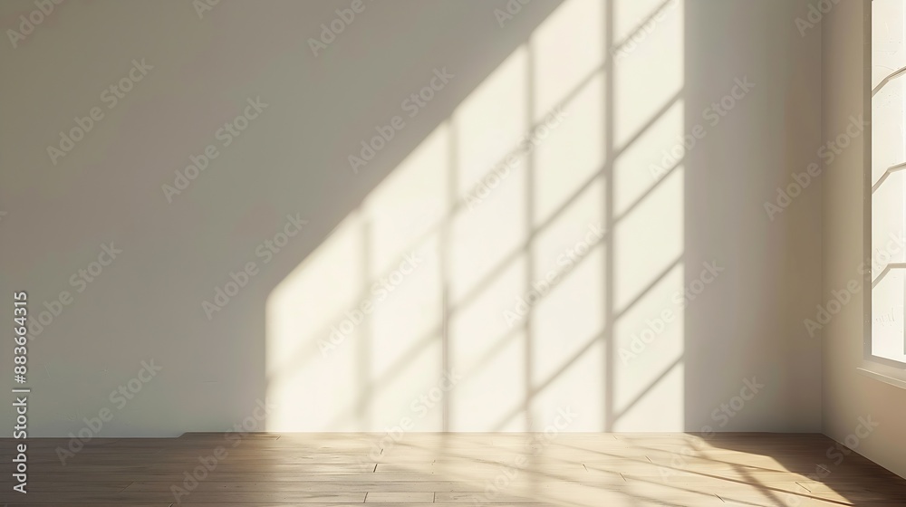 Aufkleber Minimalist Empty Studio Corner with Sunlight and Shadows from Window : Generative AI