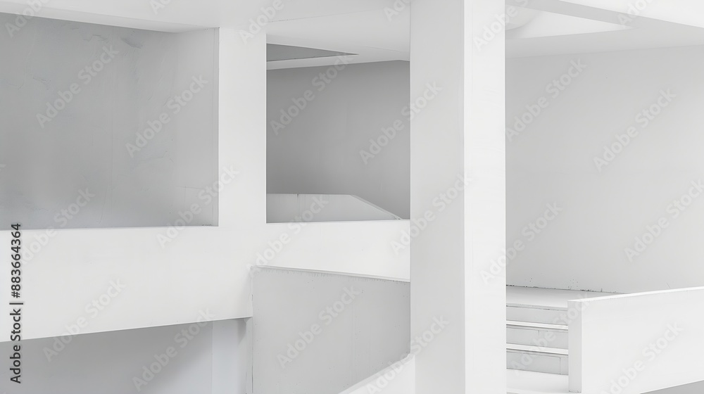 Poster White minimal interior details abstract architectural photo background corners and girders : Generative AI