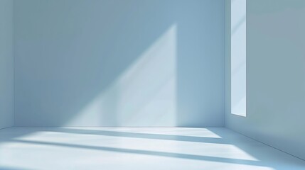 Light soft minimal background mockup for product presentation Corner of room with shadows from different angles delicate light blue color : Generative AI